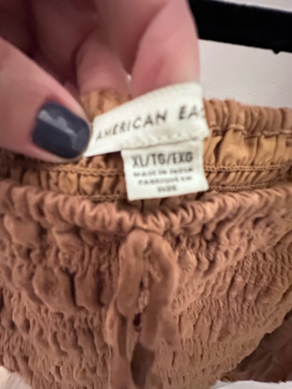 AEO XL halter body puff sleeve 100% cotton brown boho shabby chic coquette top - Picture 4 of 12